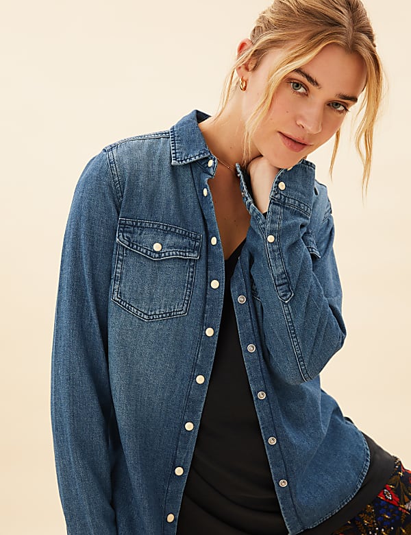 Pure Cotton Button Detail Long Sleeve Shirt
