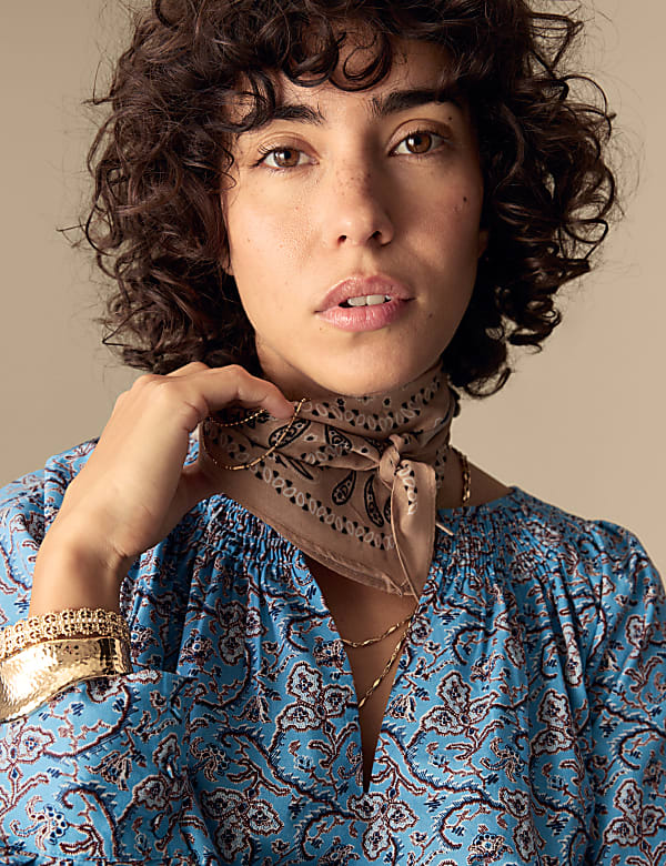 Pure Cotton Printed V-Neck Blouse