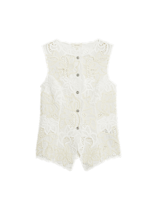 Pure Cotton Broderie Waistcoat