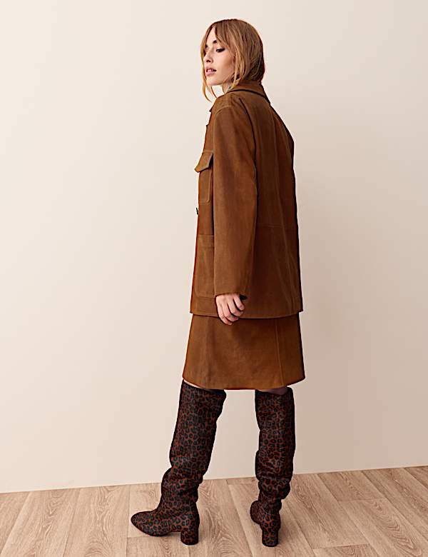 Suede Longline Utility Shacket - RS