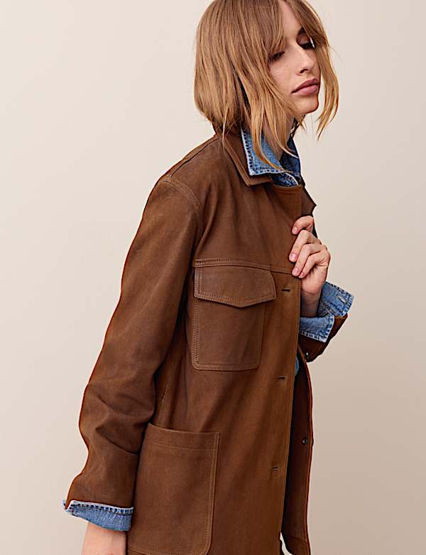 Suede Longline Utility Shacket - RS