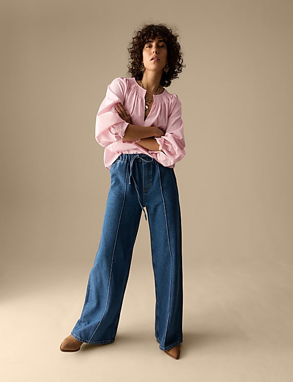 Pure Cotton Pintuck Blouse