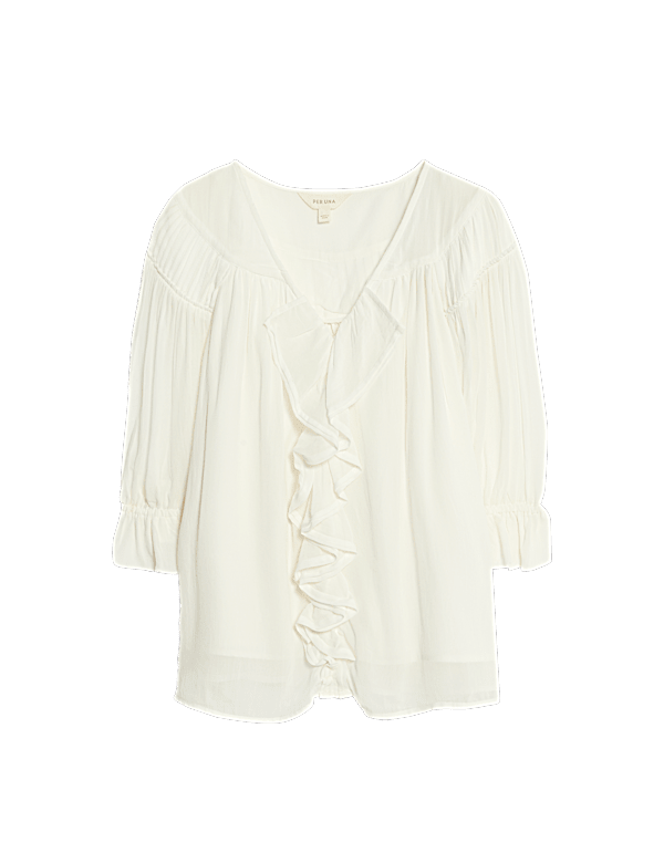 Ruffle V Neck Poet Blouse