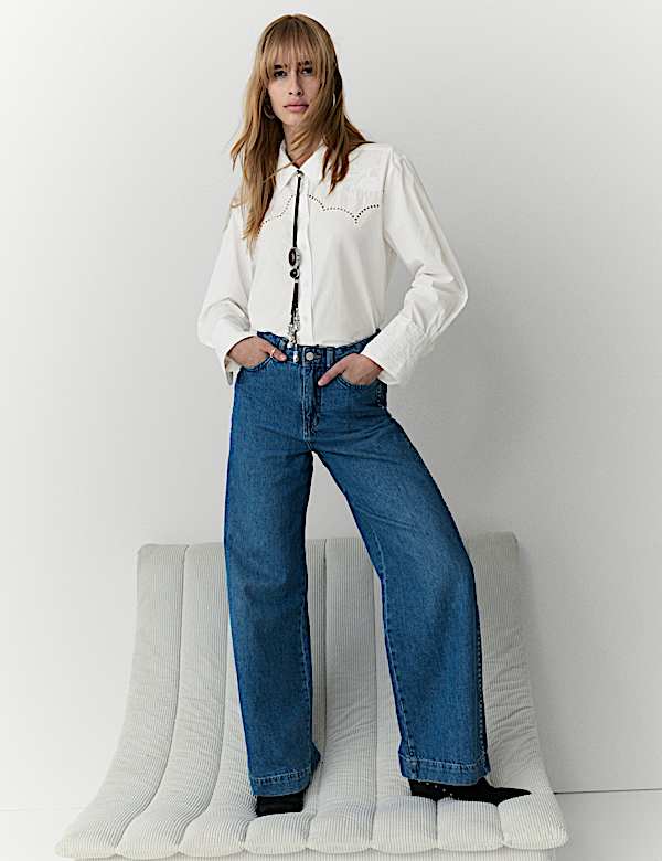 חולצה פרחונית רקומה מכותנה טהורה - IL