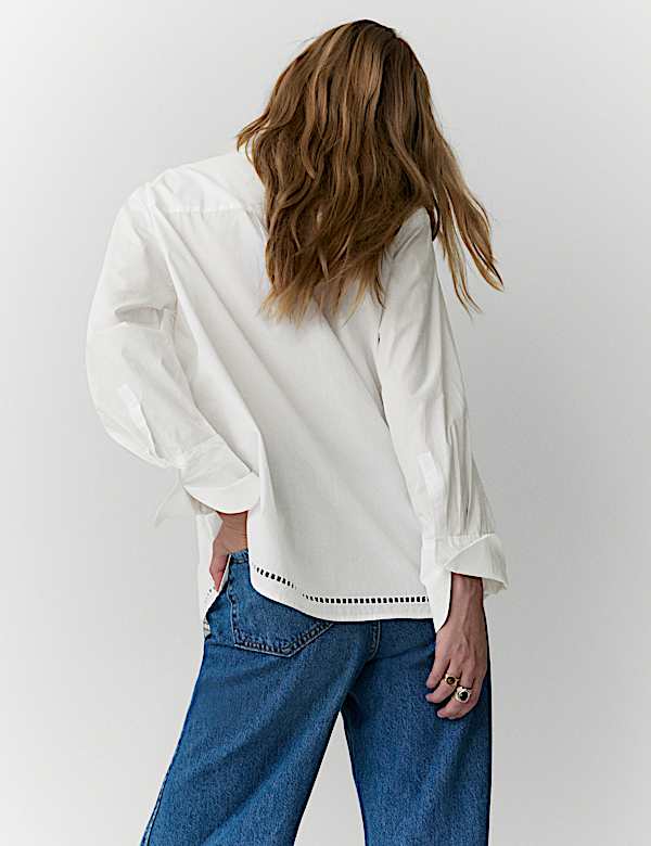 חולצה פרחונית רקומה מכותנה טהורה - IL