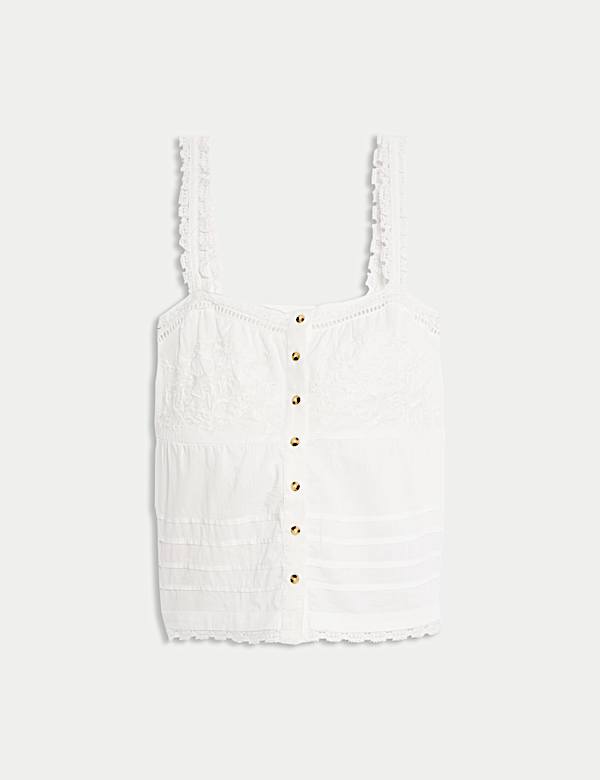 Pure Cotton Embroidered Cami Top - CY