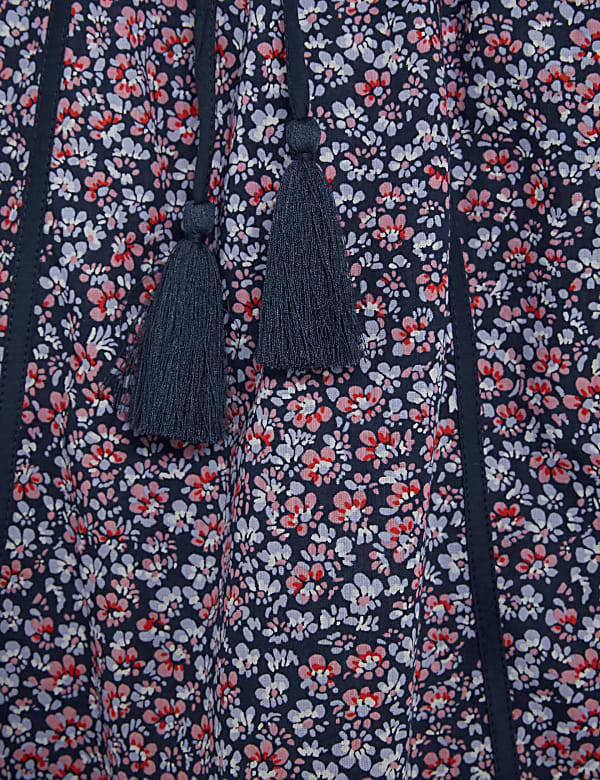 Pure Cotton Floral Tie Front Top