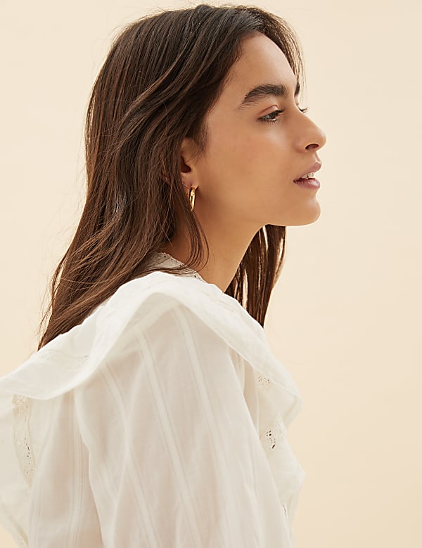 Pure Cotton Lace Insert Blouse