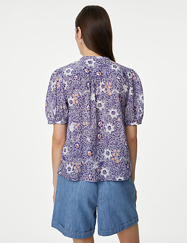 Pure Cotton Printed Short Sleeve Blouse
