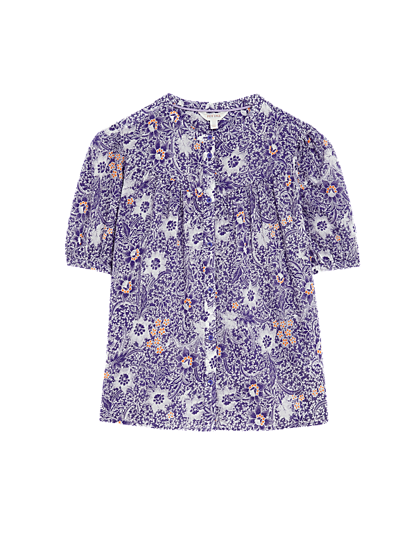 Pure Cotton Printed Short Sleeve Blouse