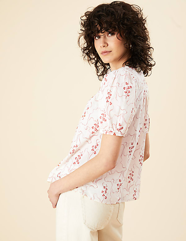 Pure Cotton Printed Short Sleeve Blouse