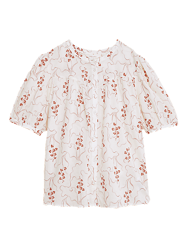 Pure Cotton Printed Short Sleeve Blouse