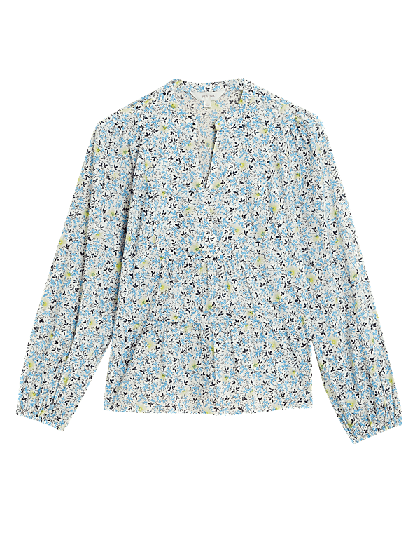 Pure Cotton Printed Long Sleeve Blouse