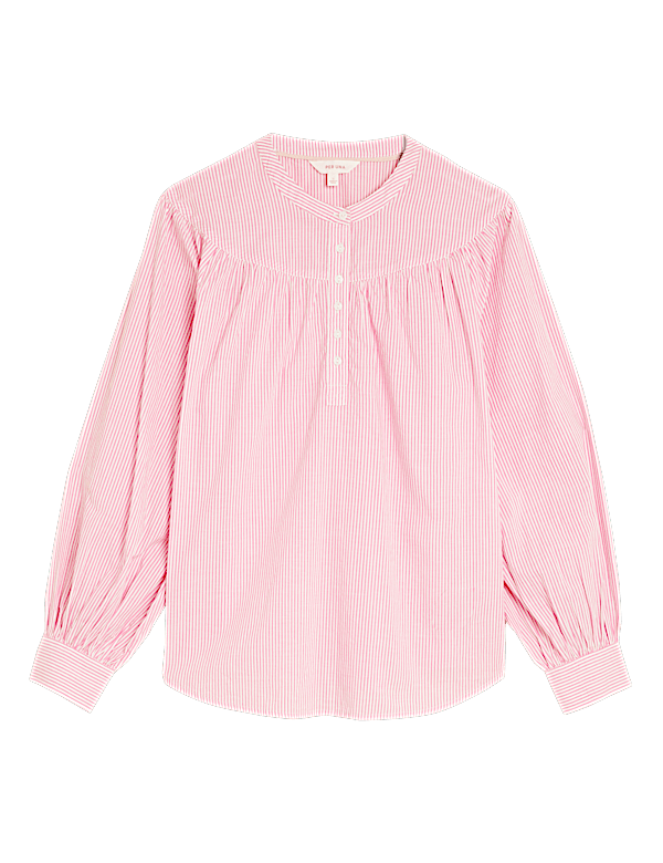Pure Cotton Striped Long Sleeve Blouse