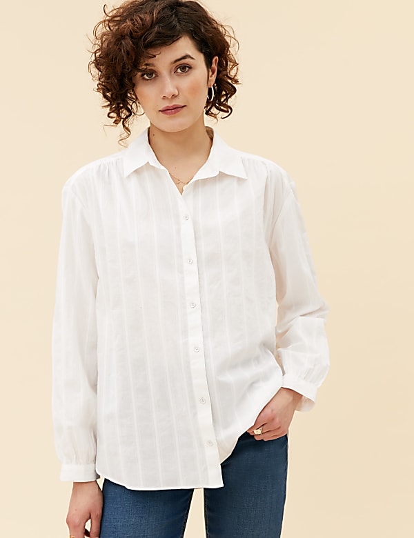 Pure Cotton Striped Oversized Shirt