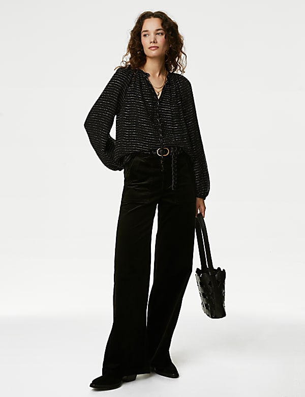 Blouse à encolure à nouer effet scintillant - CH