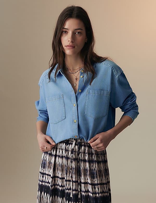 Denim Collared Relaxed Shirt - FI