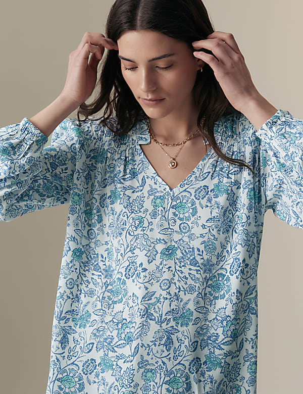 Notch Neck Popover Blouse