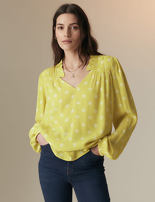 Notch Neck Popover Blouse