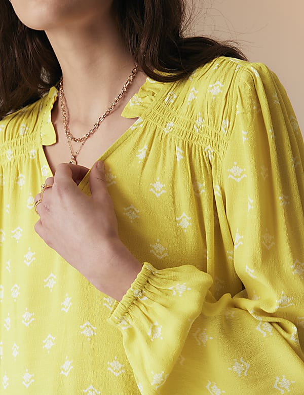 Notch Neck Popover Blouse