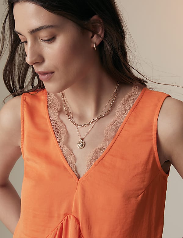 Satin Lace Detail Blouse
