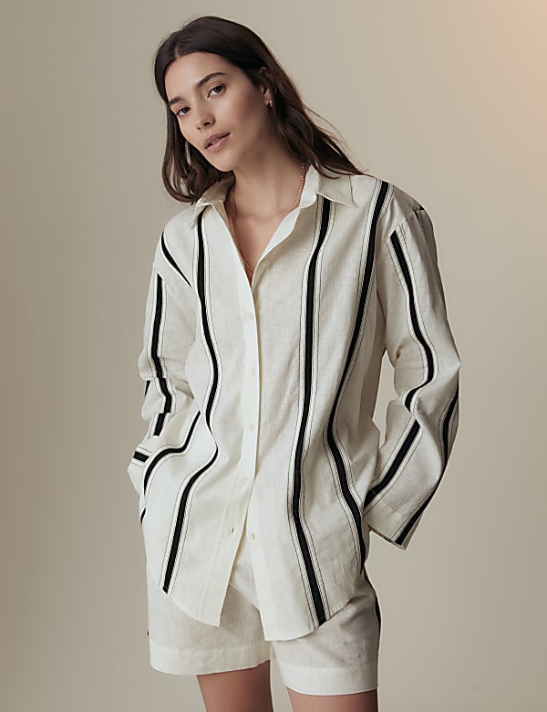 Linen Rich Striped Collared Shirt - AU