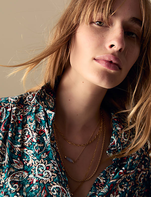 Printed Collared Blouse