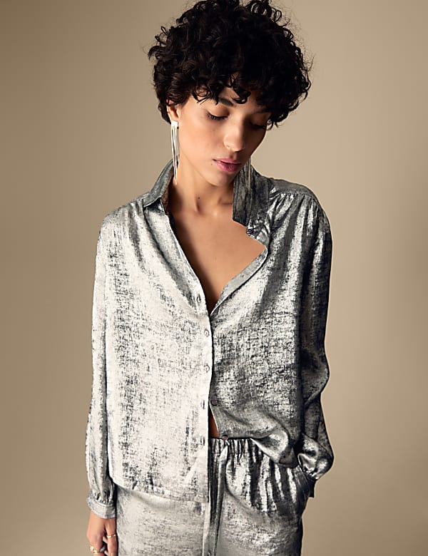 Metallic Collared Relaxed Shirt - EE