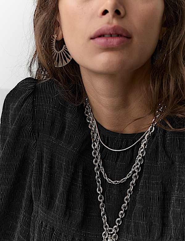 Crinkle Metallic Shirred Blouse - AT