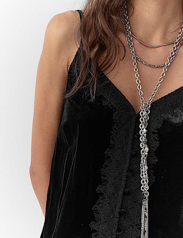 Velvet Lace Appliqué Cami Top - AT