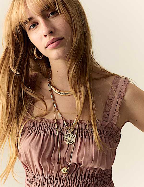 Sheer Shirred Ruffle Cami Top - UA