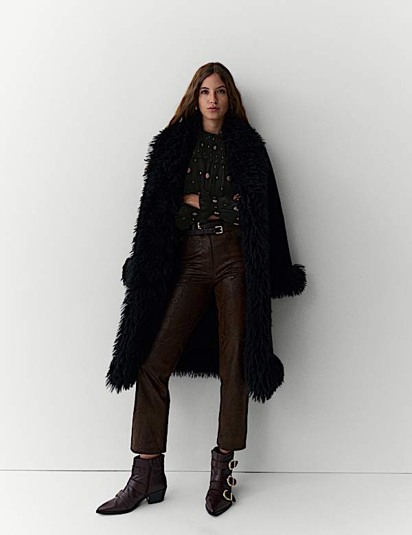 Jacquard Metallic Shirred Yoke Blouse - NZ