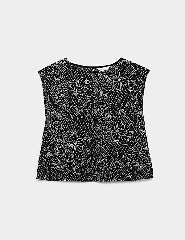 Ärmelloses Oberteil mit Metallic-Stickerei - AT