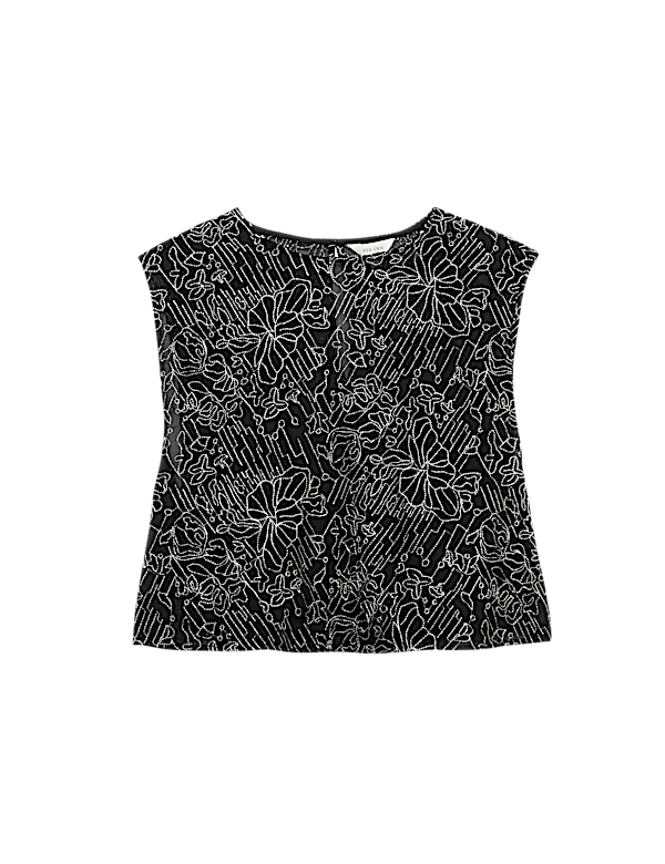 Embroidered Metallic Cami Top