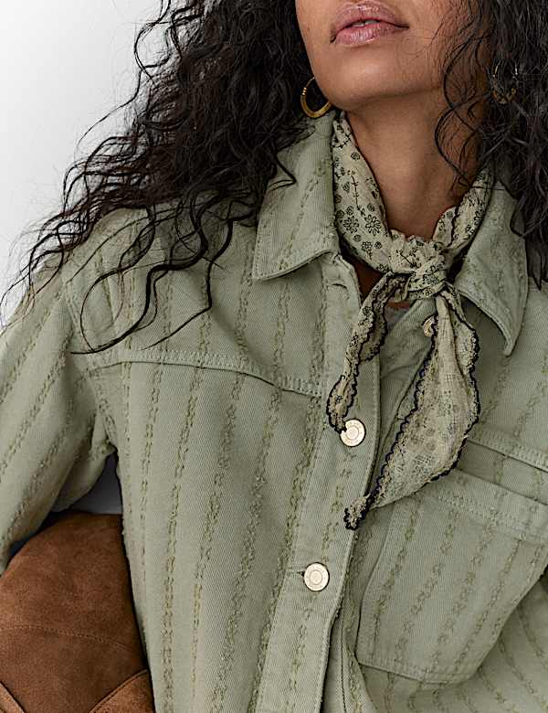 Pure Cotton Textured Denim Shirt - LU