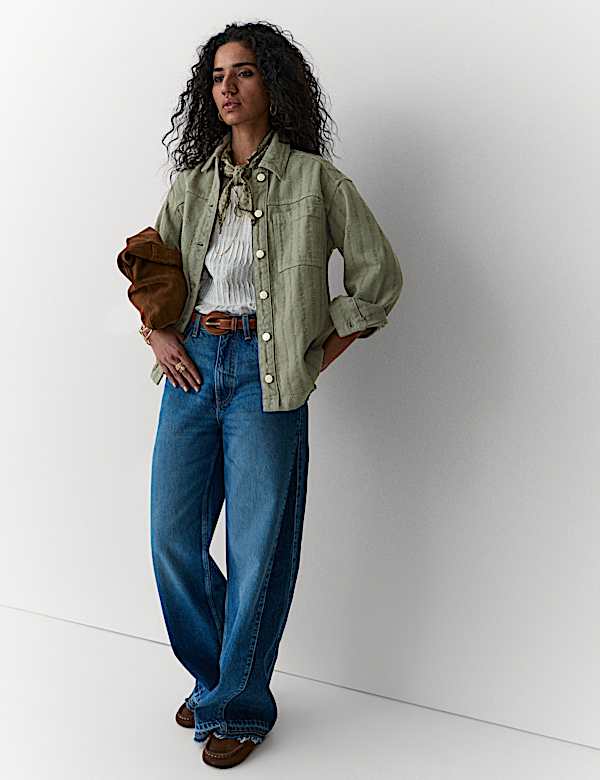 Pure Cotton Textured Denim Shirt - LU