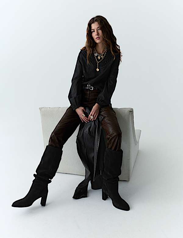 Pure Cotton Lace Embellished Relaxed Blouse - AL