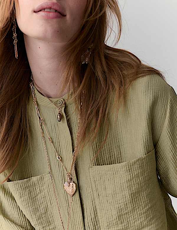 Lyocell Textured Collarless Utility Shirt - ID