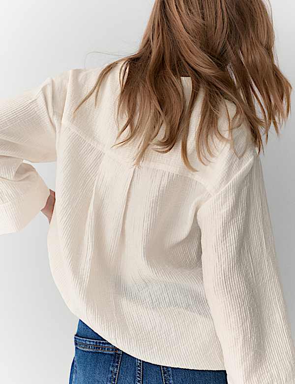 Chemise pratique en lyocell textur&eacute; sans encolure - LU