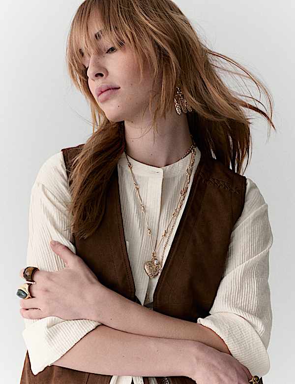 Chemise pratique en lyocell textur&eacute; sans encolure - LU