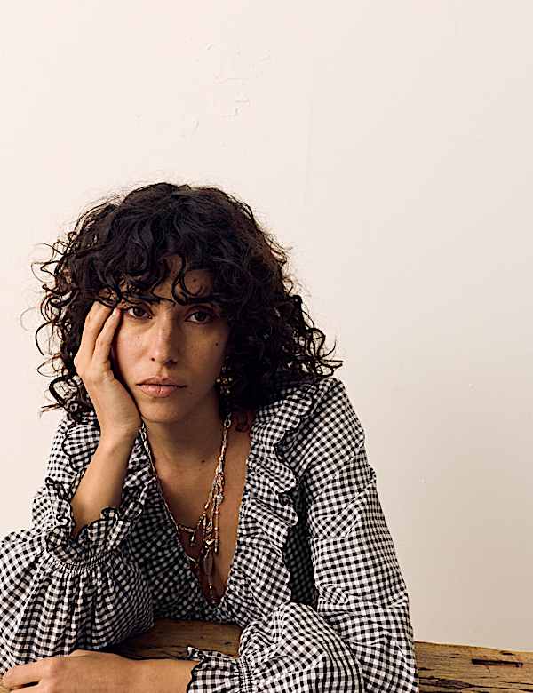 Blouse en coton &agrave; col &agrave; volant et carreaux Vichy - LU