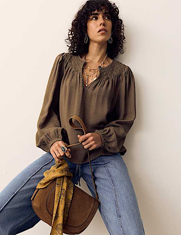 Double Cloth Smocked Blouse - NL