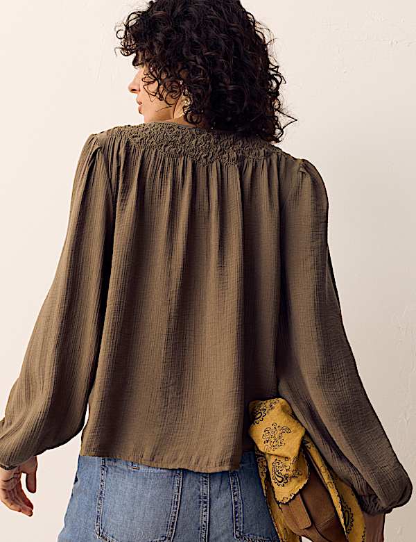 Double Cloth Smocked Blouse - NL