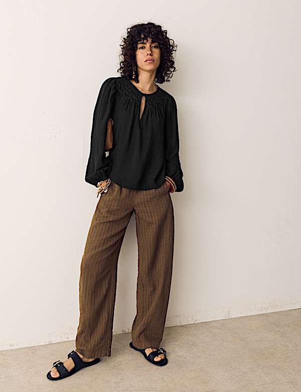Double Cloth Smocked Blouse - CA