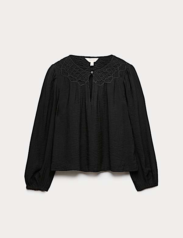 Double Cloth Smocked Blouse - CA