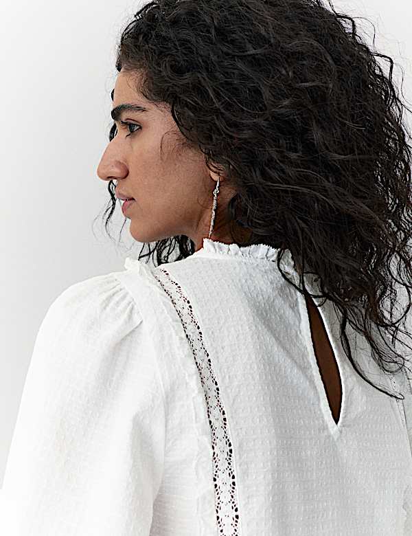 Pure Cotton Pleat Front Blouse - AT