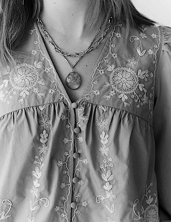 Chemisier 100 % coton brod&eacute; - LU