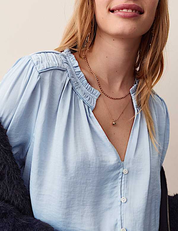 Satin V Neck Blouse