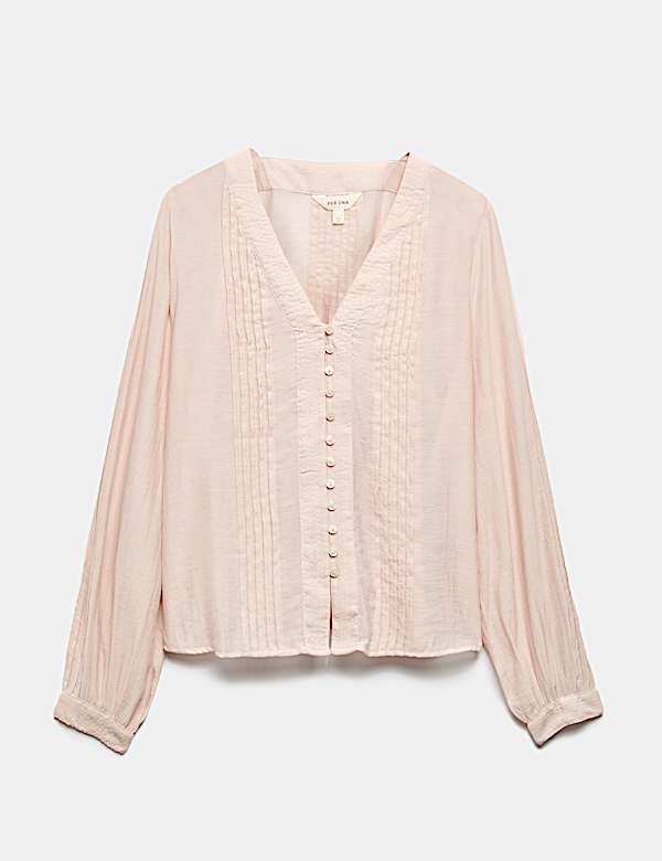 Textured V-Neck Blouse