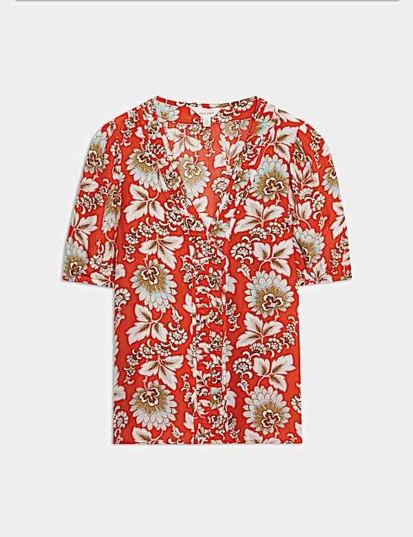 Printed Gathered Blouse